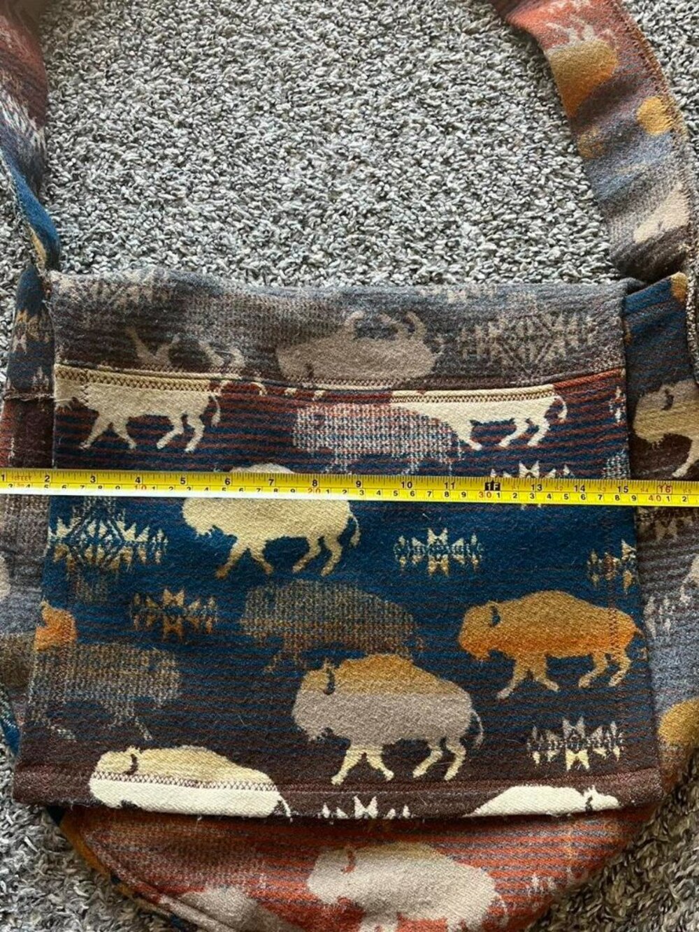 Pendleton Wool Prairie Bison Rush Hour Crossbody Drum Bag Boho Western Jacquard - Picture 5 of 7